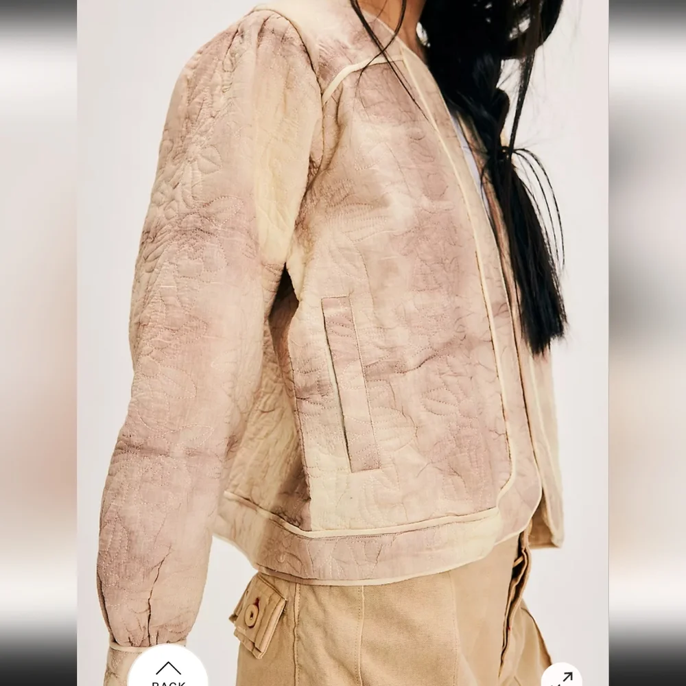 LLANI X Free People Quilted Open Front Bomber Jacket